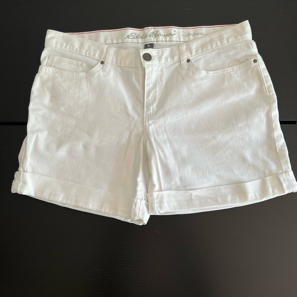 Eddie Bauer Boyfriend Rolled Up White Jean Shorts - Picture 5 of 13